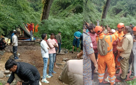 Major accident on Sonprayag-Gaurikund road, shuttle vehicle fell into the river, 13 rescued, search for 1 continues, three passengers injured