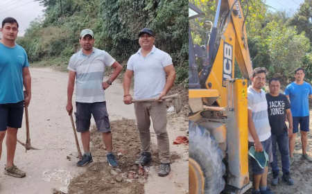 Army Major Digvijay Rawat Initiates Road Repair and Cleanliness Campaign in His Village