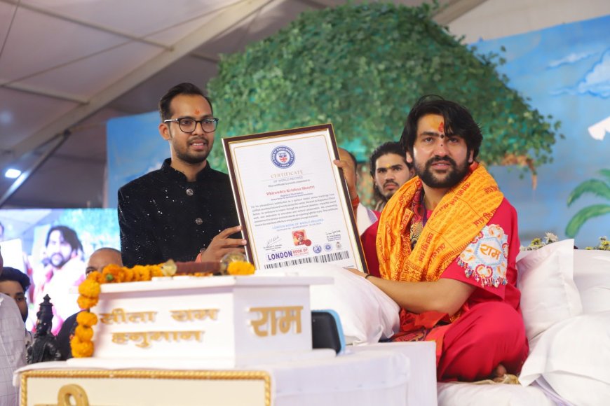 Spiritual Legacy Meets Global Glory: Kartik Paliwal from London Book of World Records Felicitates Bageshwar Dham Sarkar