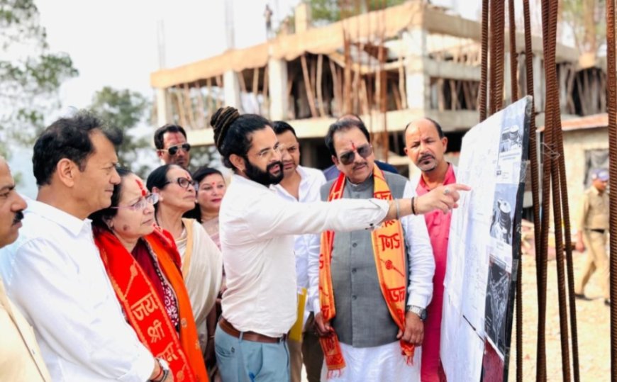 MP Ajay Bhatt Inspects Under-Construction 100-Bed Mental Hospital in Gaethia