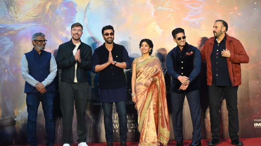 American Creator MrBeast Attends ‘Ramayana’ Red Carpet Event in Mumbai alongside Star Cast